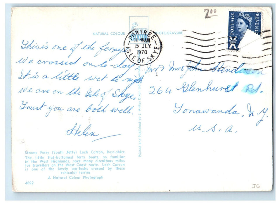 1970 Flat-Bottomed Strome Ferry (South Jetty) Loch Carron Ross-Shire Postcard