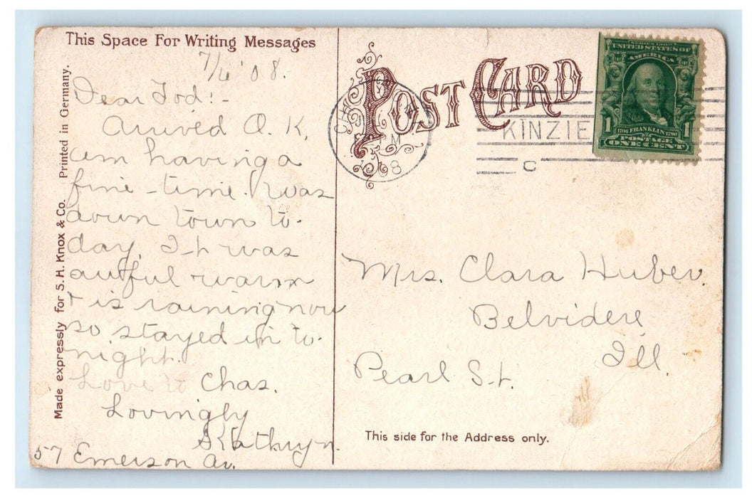 1908 View Of Drexel Boulevard Horse Carriage Chicago Illinois IL Posted Postcard