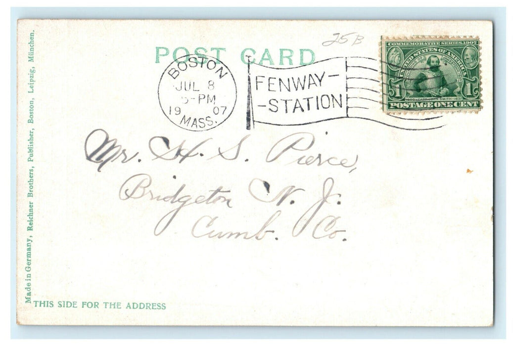 1907 Benjamin Franklin Monument, Boston, Massachusetts MI Antique Postcard