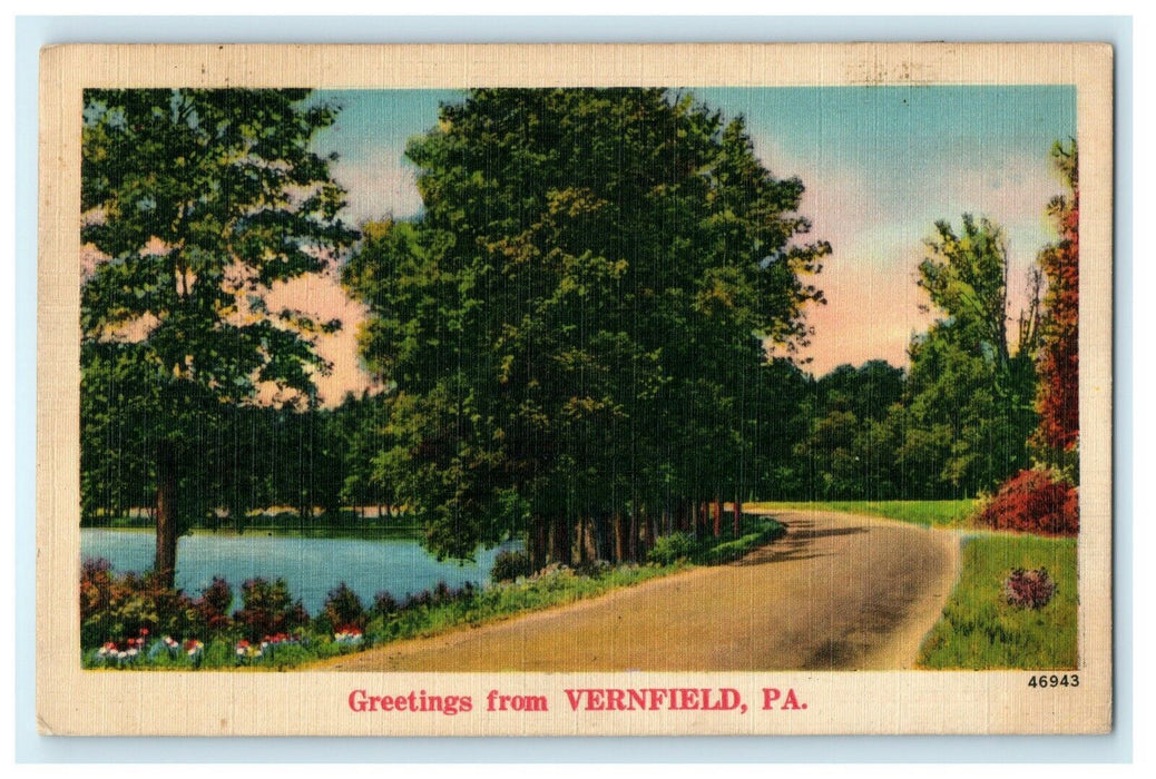 c1940's Postcard Advertising Greetings From Vernfield Pennsylvania PA