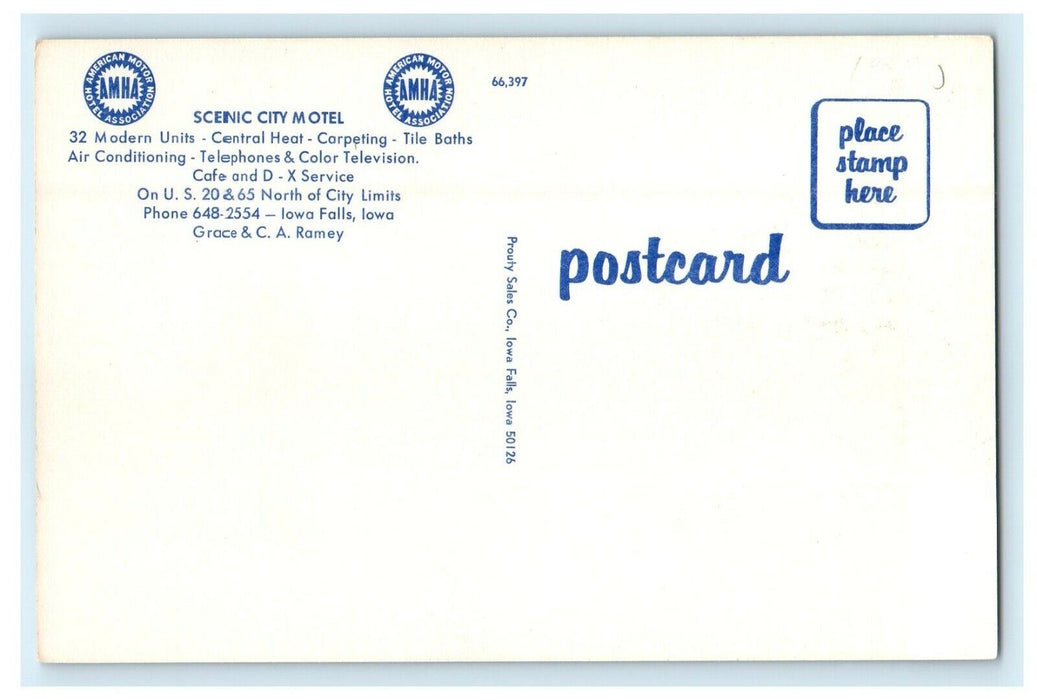 c1950's Scenic City Motel Roadside Iowa Falls Iowa IA Vintage Postcard