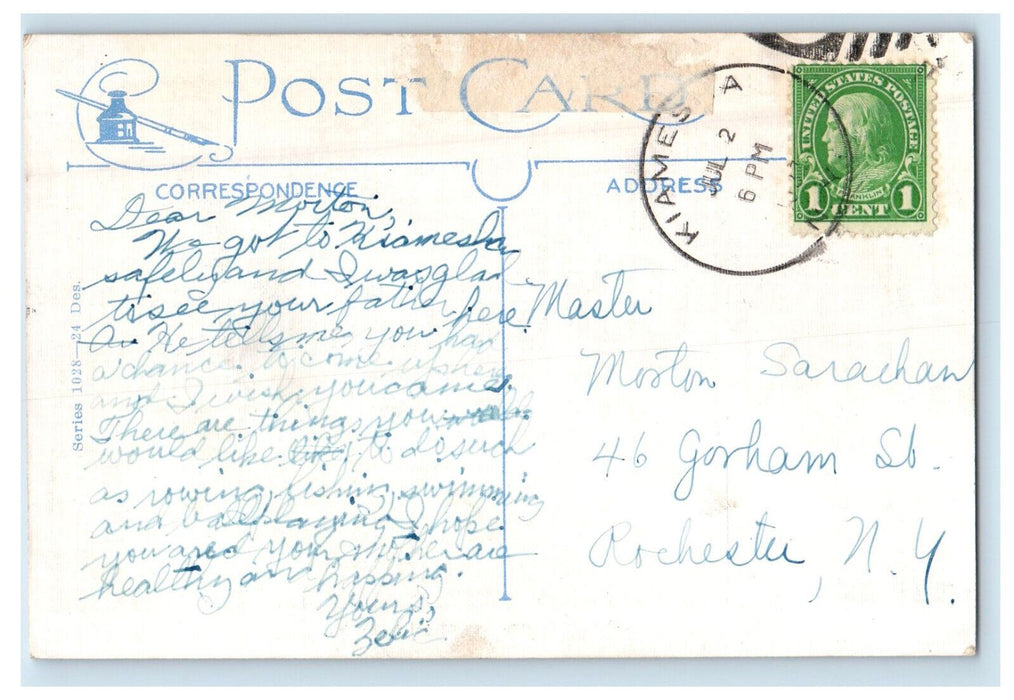 c1930s Road View, Greetings from Monticello New York NY Posted Postcard
