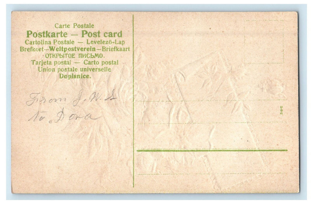 c1910 Greetings from Johnstown Pennsylvania PA Glitters, Flower Print Postcard