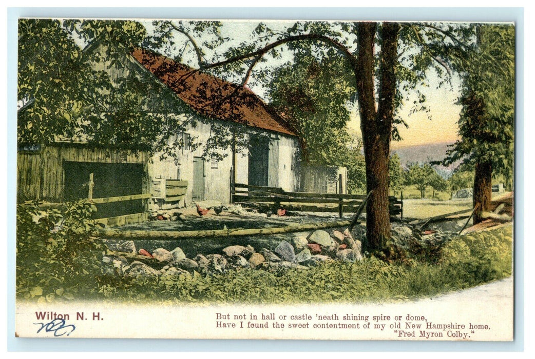 1908 Barn Surry Fred Colby Wilton, New Hampshire NH Antique Postcard