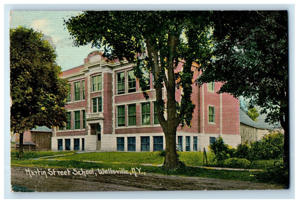 1911 Main Street School Building Wellsville New York NY Posted Antique Postcard