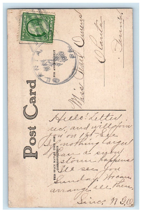 1910 Greetings from Olanta PA, He Loves Me He Loves Me Not Postcard