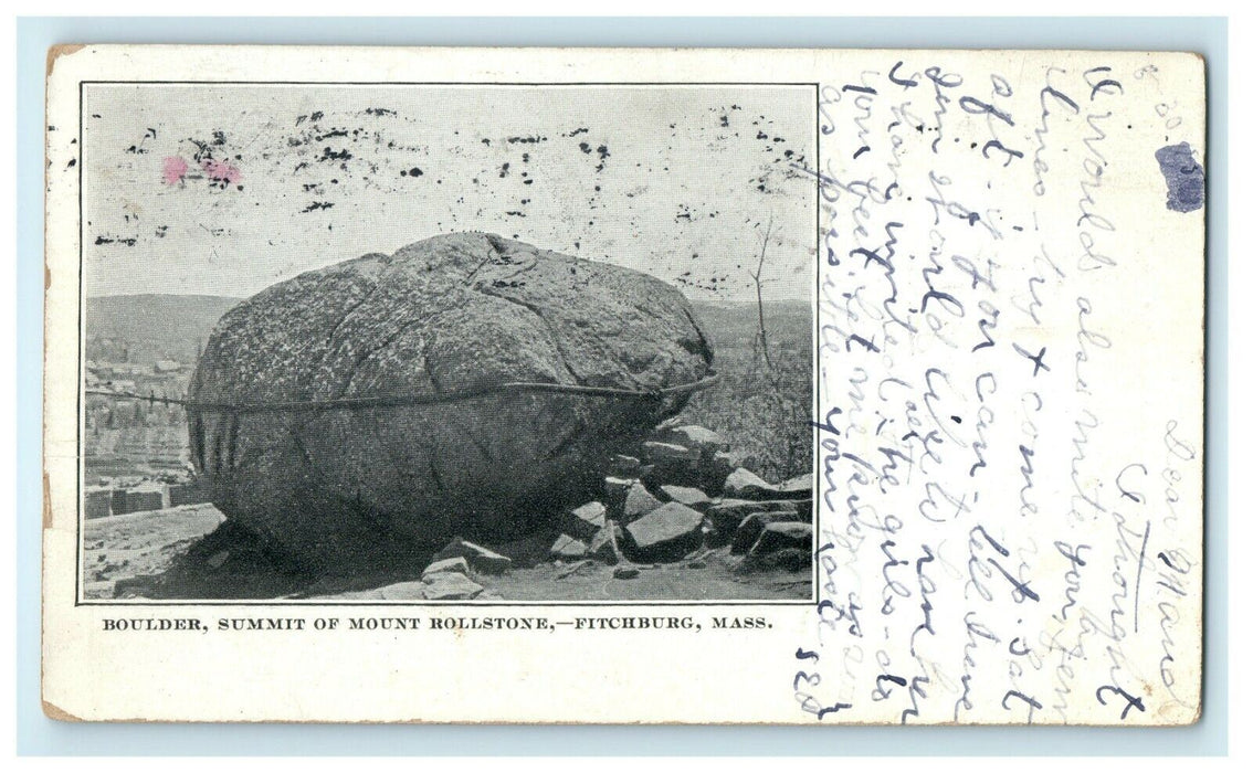 1905 Boulder Summit Of Mount Rollstone Fitchburg Massachusetts MA Postcard