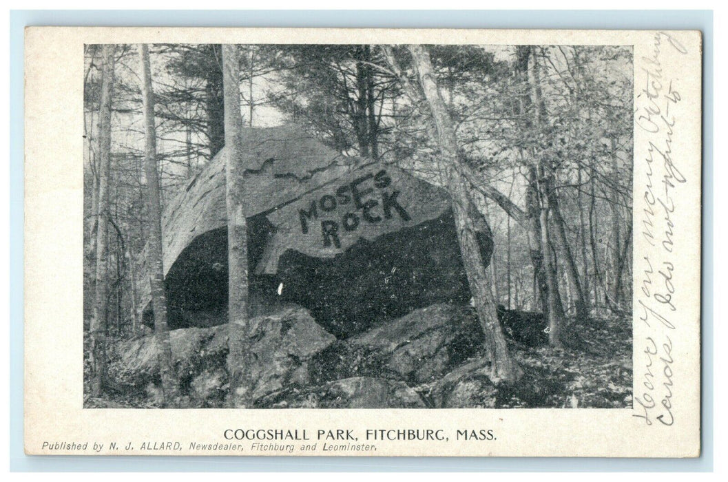 C1905 Moses Rock Coggshall Park Fitchburg Massachusetts MA Antique Postcard