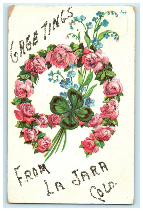 Embossed Flowers Greetings From La Jara Colorado CO Unposted Postcard RARE