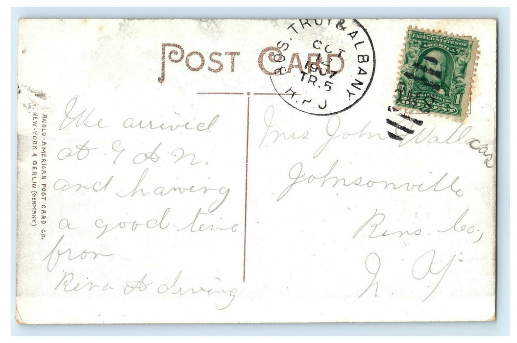 1907 View of Trees, The Common People Church, Greenfield Massachusetts Postcard