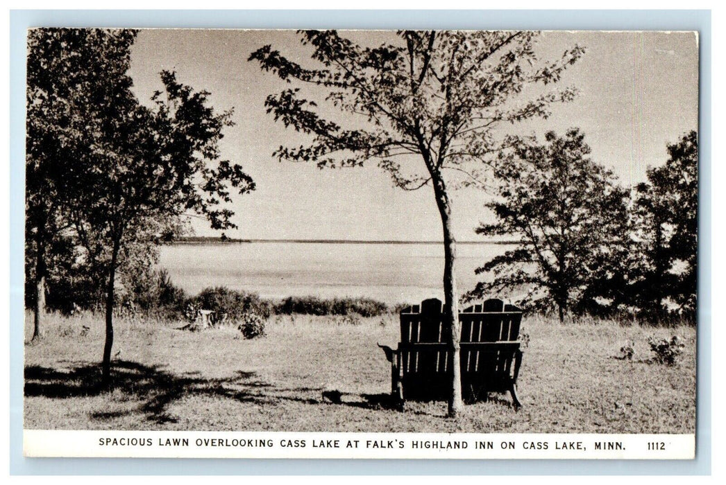 c1930's Spacious Lawn Cass Lake At Falk's Highland Inn Minnesota MN Postcard