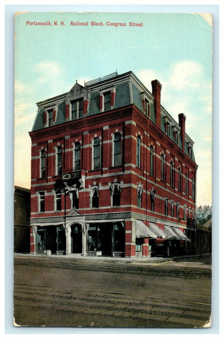 1910 National Block Congress Street, Portsmouth, New Hampshire N.H. Postcard