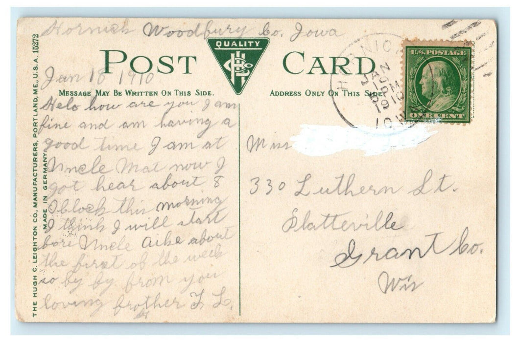 1910 Riverside Park Bird's Eye View Men's Boat Club Sioux City Iowa IA Postcard