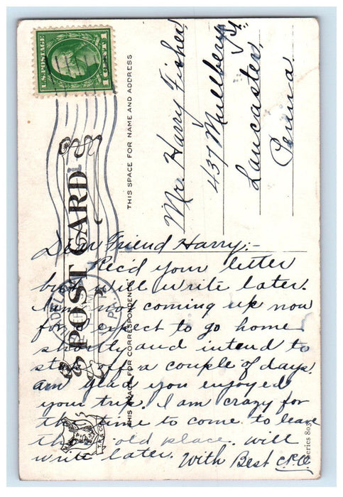 1912 Couple Scene, I'm Waiting Honey in Philadelphia Pennsylvania PA Postcard