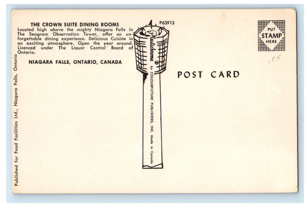 c1960's The Crown Suite Dining Rooms Niagara Falls Ontario Canada Postcard