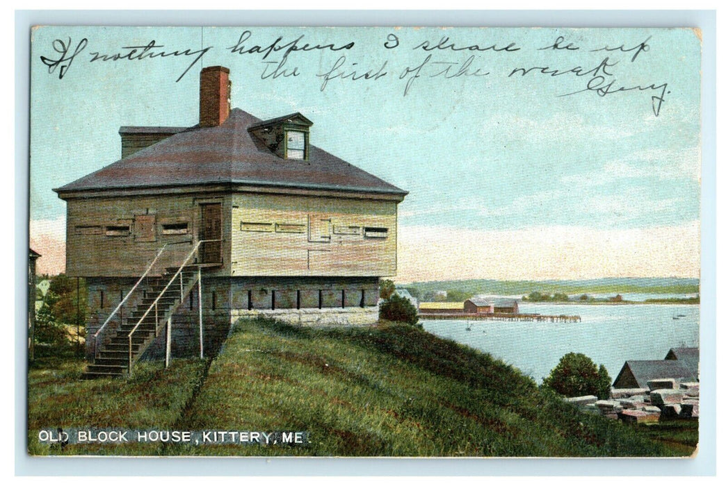 1907 Scene Outside Home at Old Block House, Kittery Maine ME Postcard