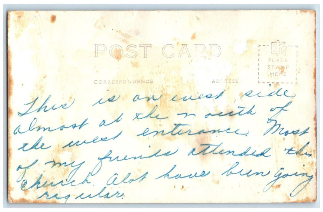 c1940's St. John's Lutheran Church Steeple Wisconsin WI RPPC Photo Postcard