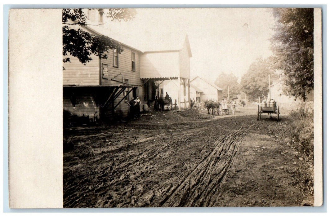 c1910's Milk Dairy Creamery Factory Horse Wagon RPPC Unposted Photo Postcard