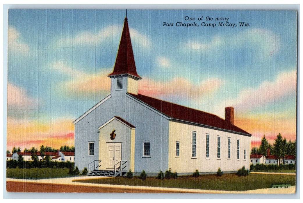 c1940's One of the many Post Chapels Camp McCoy Wisconsin WI Vintage Postcard