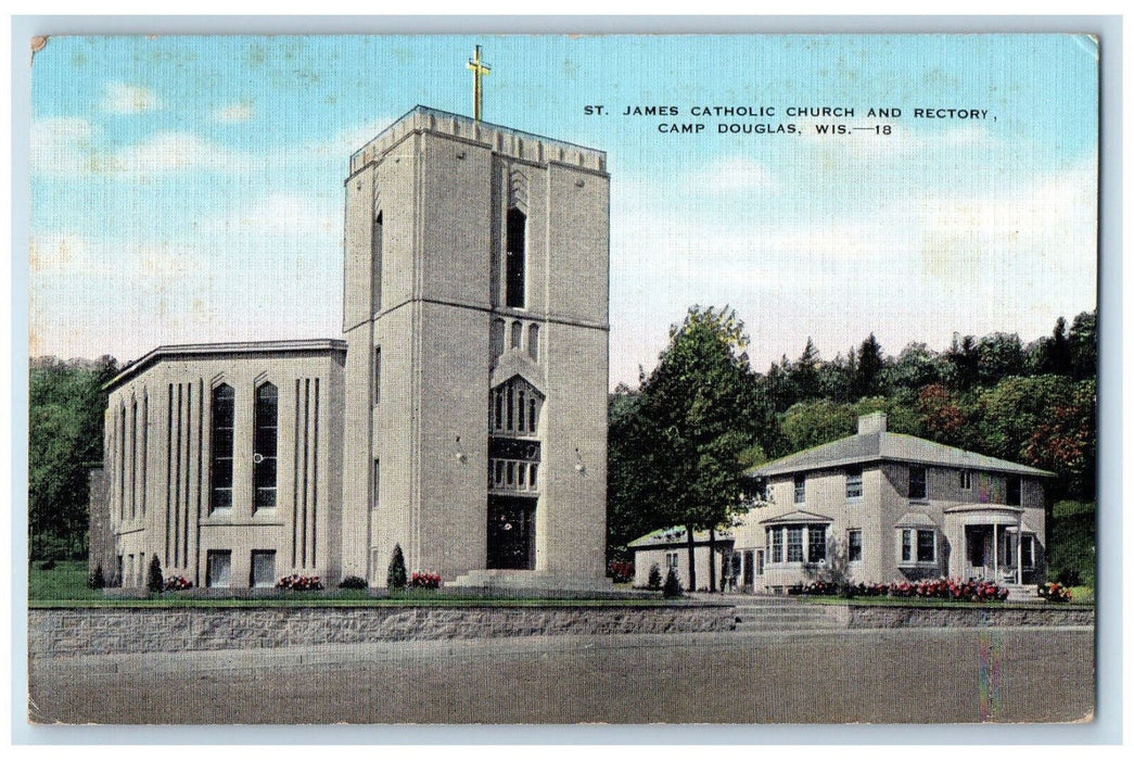 1949 St. James Catholic Church Camp Douglas Wisconsin WI Posted Postcard