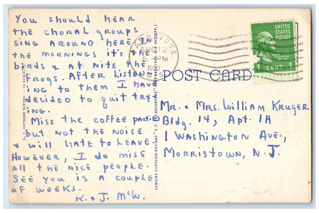 1950 Greetings from Alpine Village Resort, Cambridge Wisconsin WI Postcard