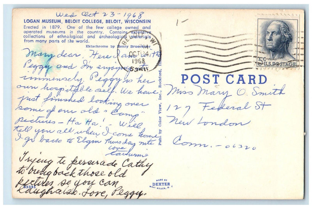 1968 Logan Museum Beloit College Beloit Wisconsin WI Vintage Postcard