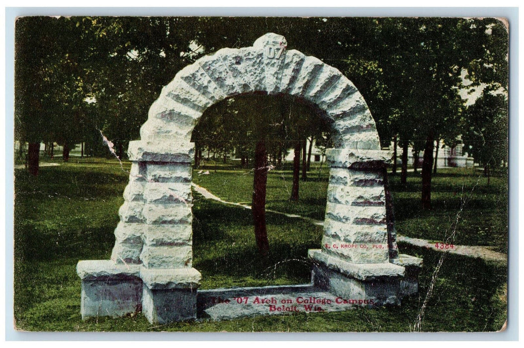 c1910 The 07 Arch on College Campus Beloit Wisconsin WI Antique Postcard