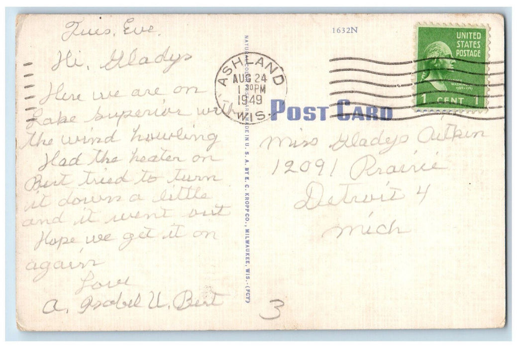 1949 Deer Area at Prentice Park Ashland Wisconsin WI Vintage Postcard