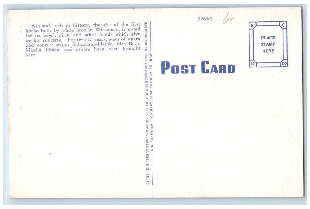 c1940's High School and Manual Training School Ashland Wisconsin WI Postcard