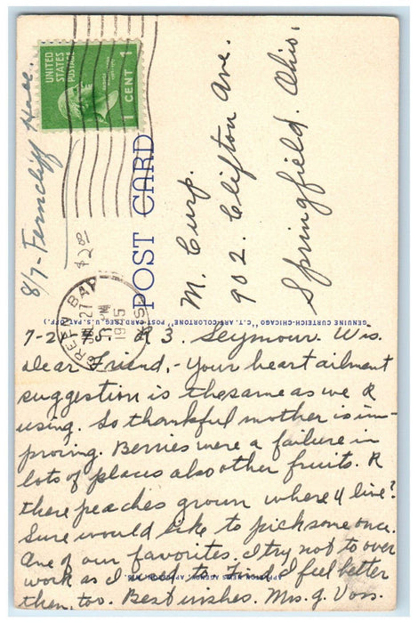 1945 Lawrence College, Chemistry Institute, Gymnasium Appleton WI Postcard