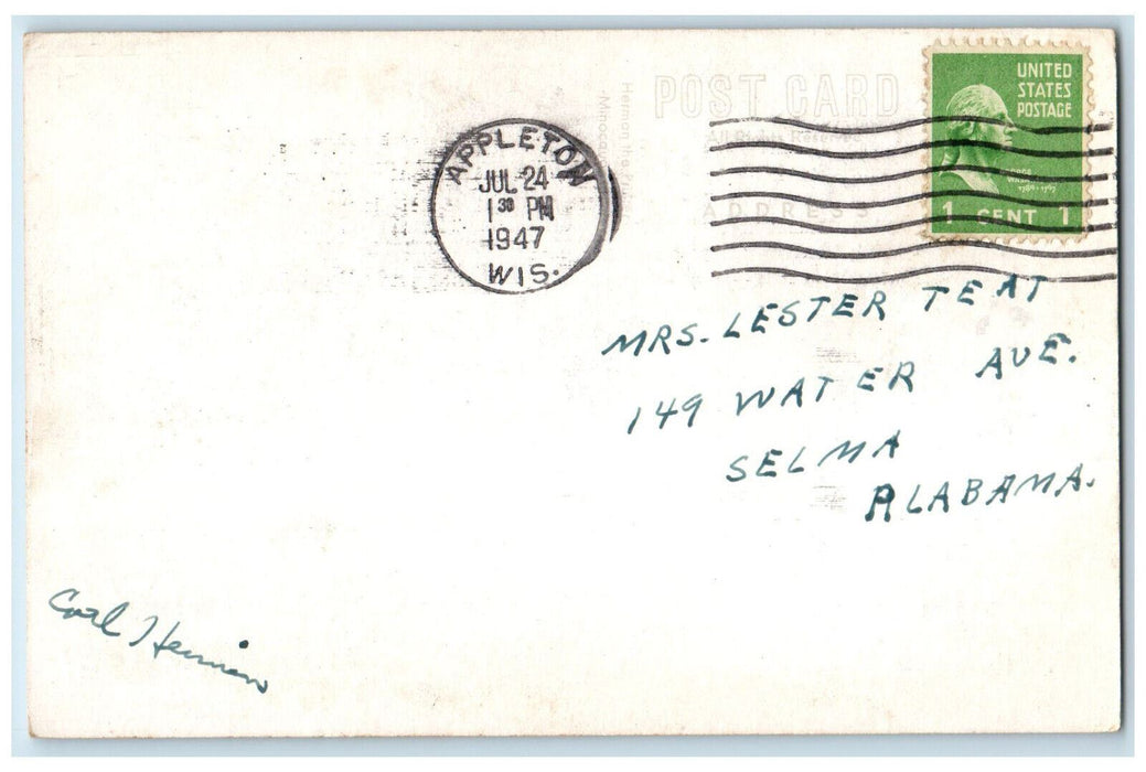 1947 Boat, Tree Birches, River Scene, Appleton Wisconsin WI Posted Postcard