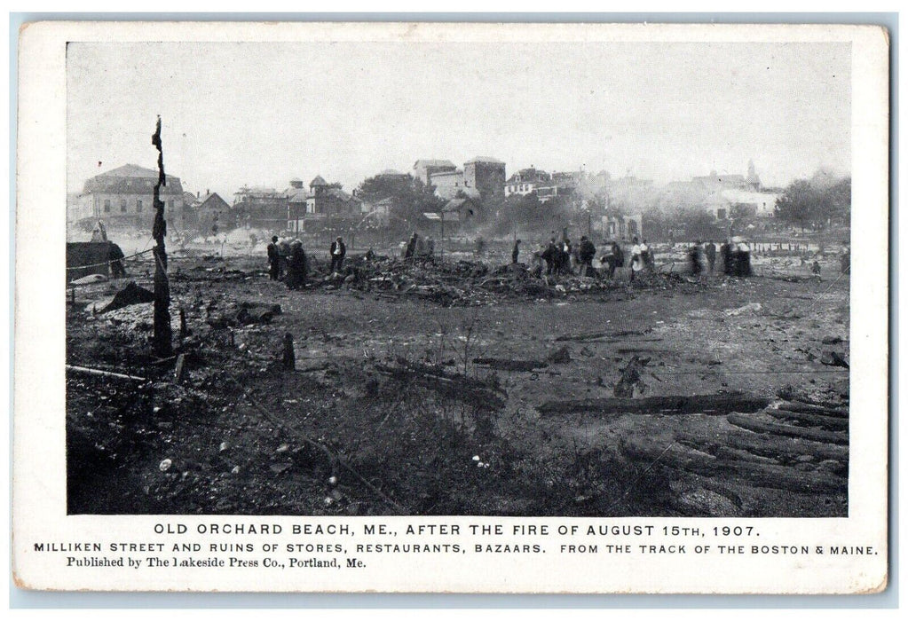 c1905 After Fire Stores Restaurants Bazaar Old Orchard Beach Maine Postcard