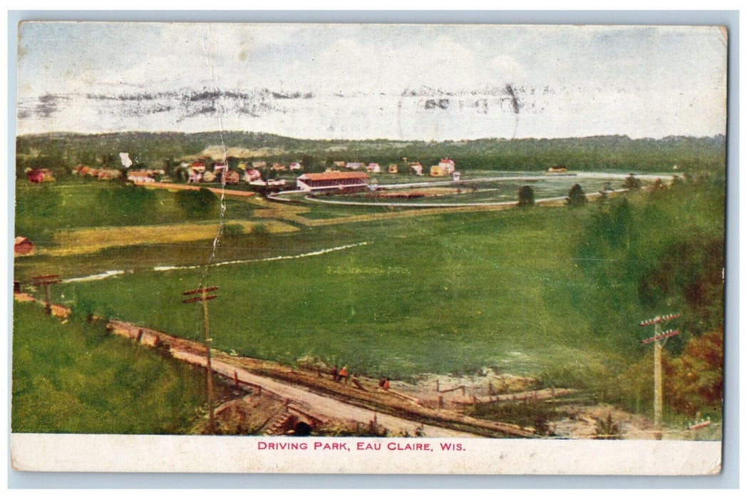 1908 Road Scene Driving Park Eau Claire Wisconsin WI Antique Posted Postcard