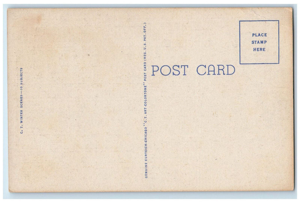 c1940's Winter Scene, Greetings from Evansville Wisconsin WI Postcard