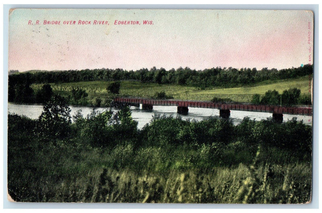 c1910 Railroad Bridge Over Rock River Edgerton Wisconsin WI Postcard