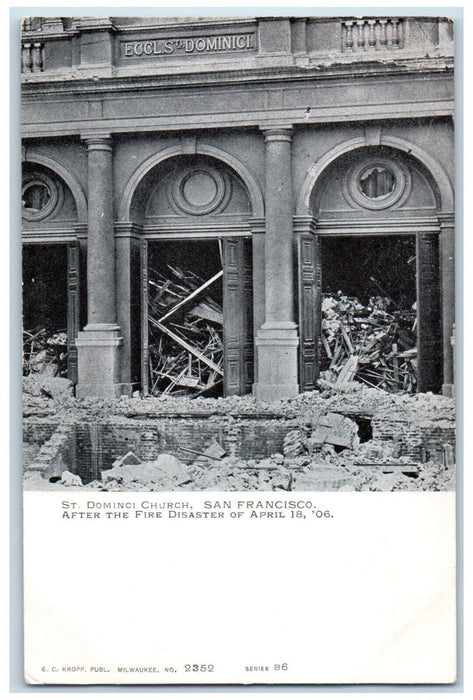 c1905 St Dominic Church Fire Disaster Collapse San Francisco California Postcard