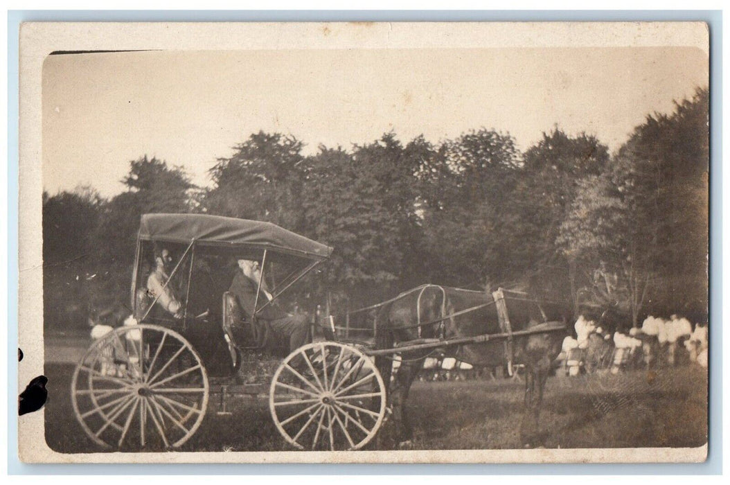 c1910's Horse And Carriage Coachman RPPC Unposted Photo Postcard