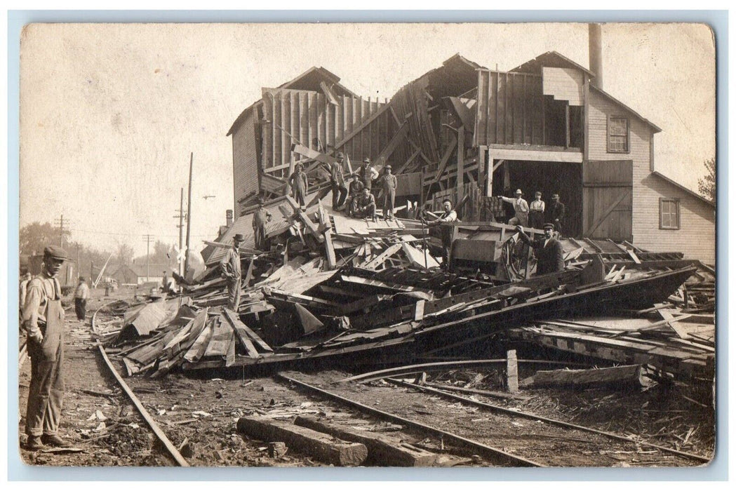 c1910's Factory Disaster Railroad Occupational Workers RPPC Photo Postcard
