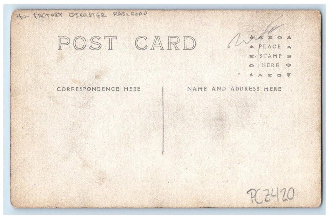 c1910's Factory Disaster Railroad Occupational Workers RPPC Photo Postcard