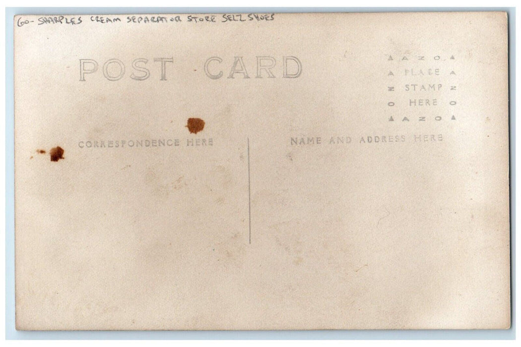 c1910's Sharples Cream Separator Store Selz Shoes Horse RPPC Photo Postcard