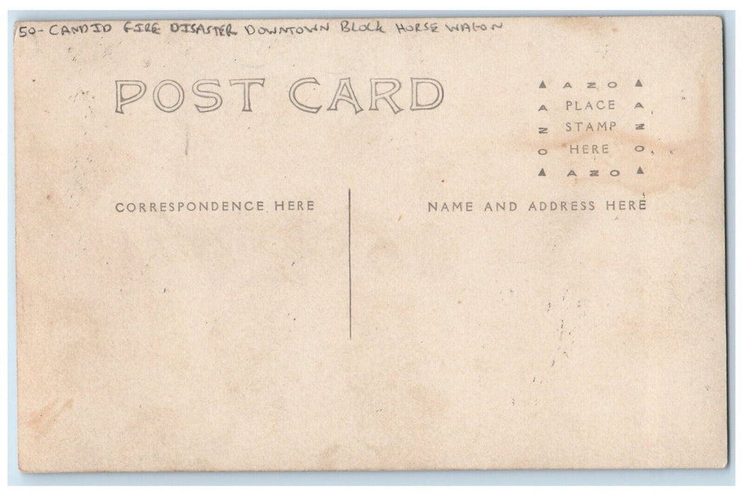 c1910's Candid Fire Disaster Downtown Block Horse Wagon RPPC Photo Postcard