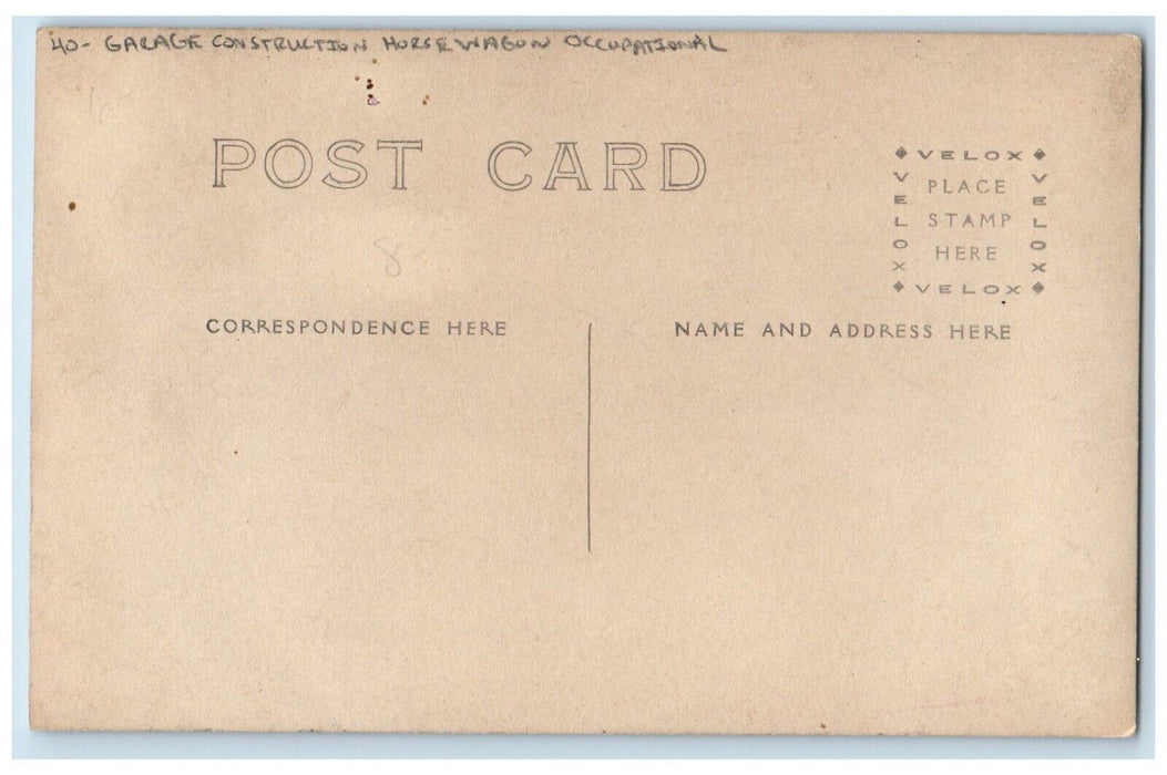 c1910's Garage Construction Horse Wagon Occupational Coal RPPC Photo Postcard