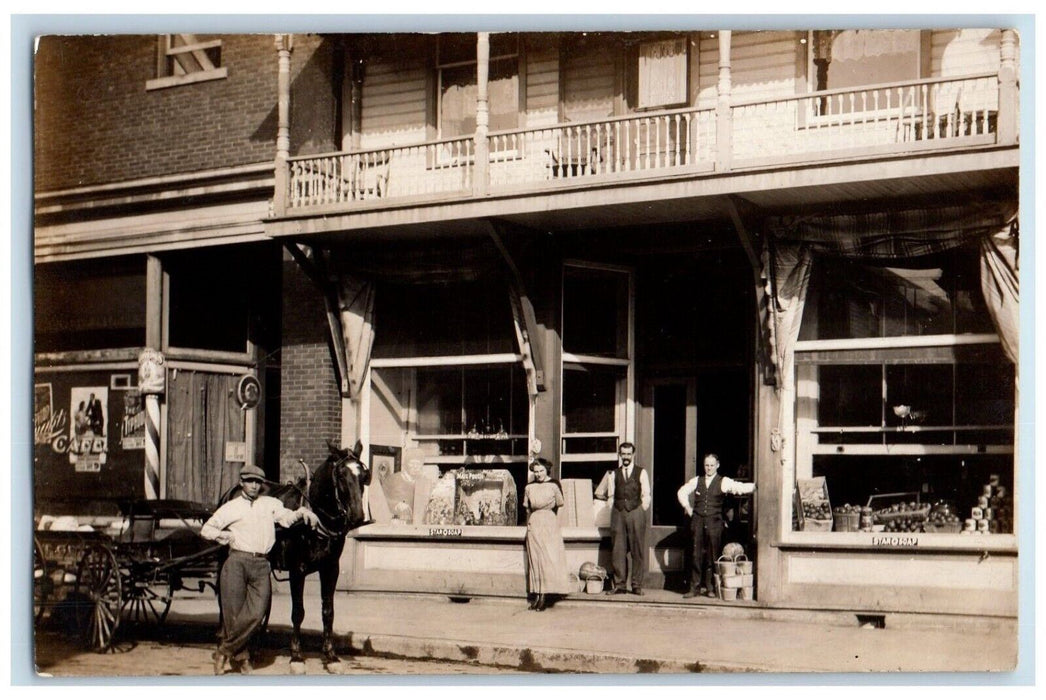 c1910s Carnival Circus Horse Wagon General Store Advertising RPPC Photo Postcard