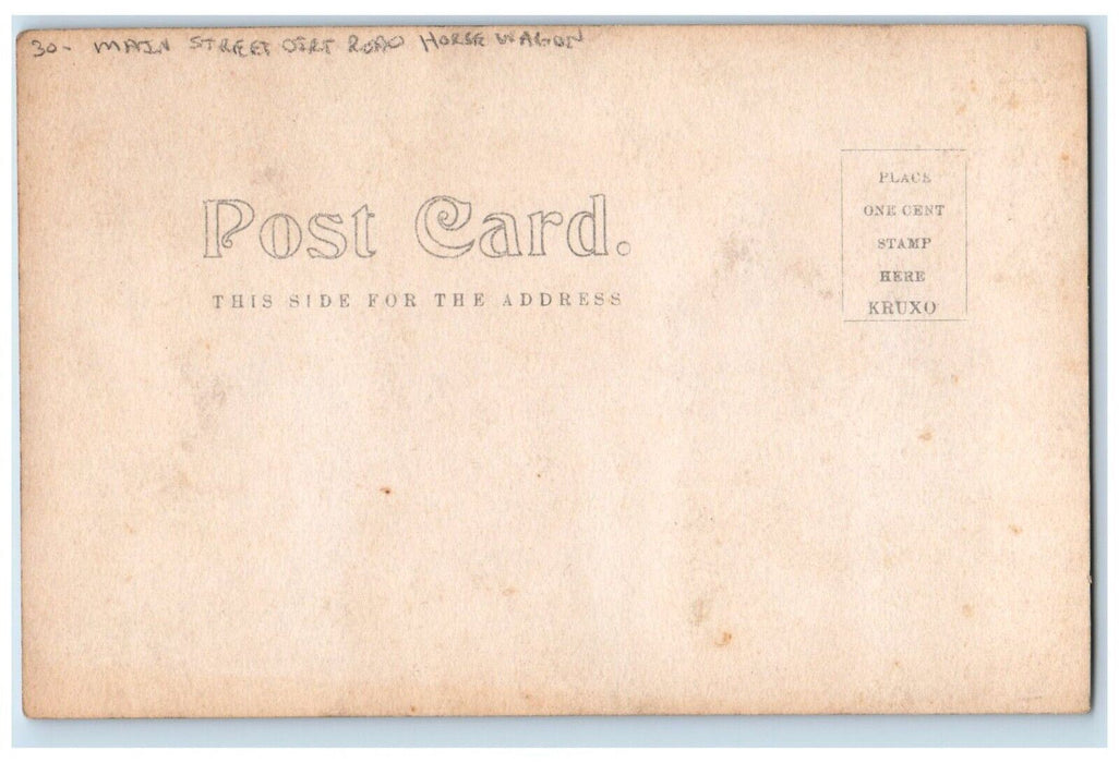 c1907 Main Street Dirt Road Horse Wagon RPPC Unposted Photo Postcard