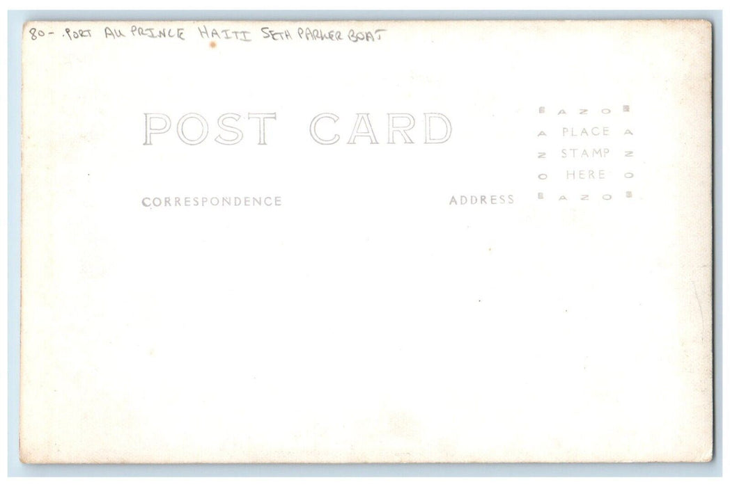 c1930's Seth Parker Boat Port Au Prince Haiti Ocean RPPC Photo Postcard