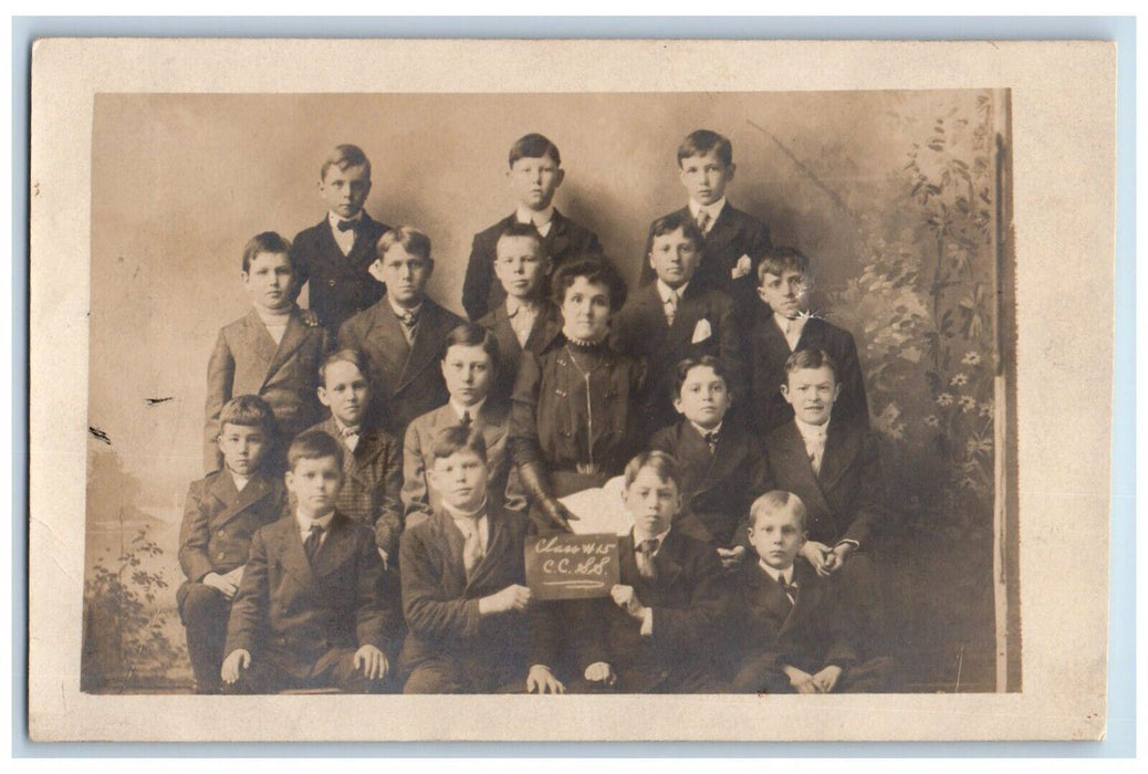 c1910's School Class Luder Studio Washington Indiana IN RPPC Photo Postcard