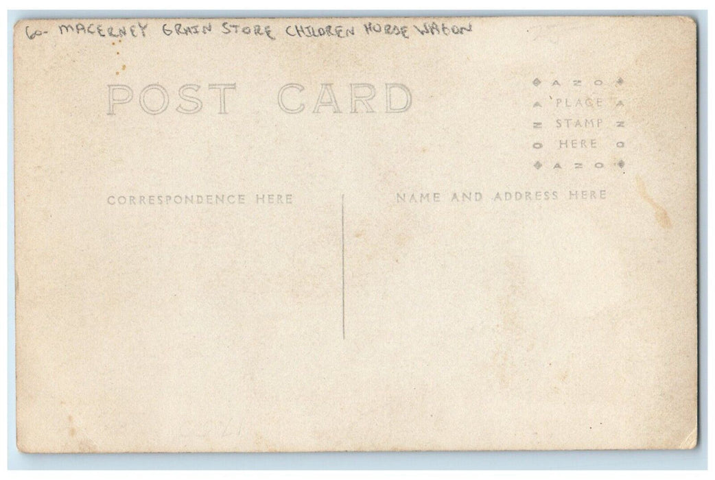 c1907 Macerney Grain Store Children Horse Wagon Baby RPPC Photo Postcard