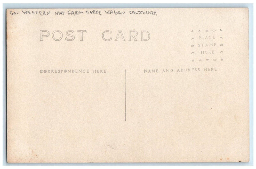 c1910's Western Nut Farm Horse Wagon California CA RPPC Photo Postcard