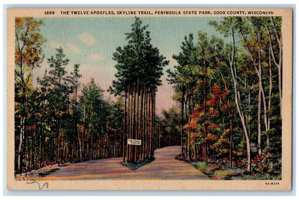 1954 The Twelve Apostles, Skyline Trail, Door County Wisconsin WI Postcard