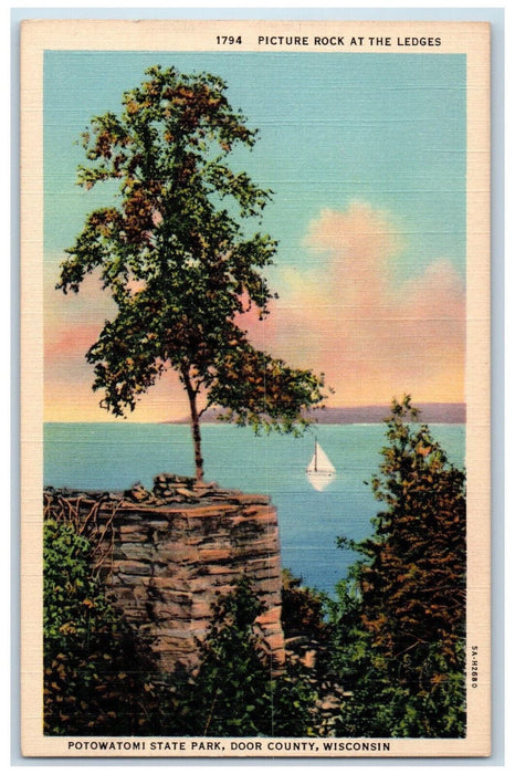 c1950's The Picture Rock at the Ledges Door County Wisconsin WI Postcard